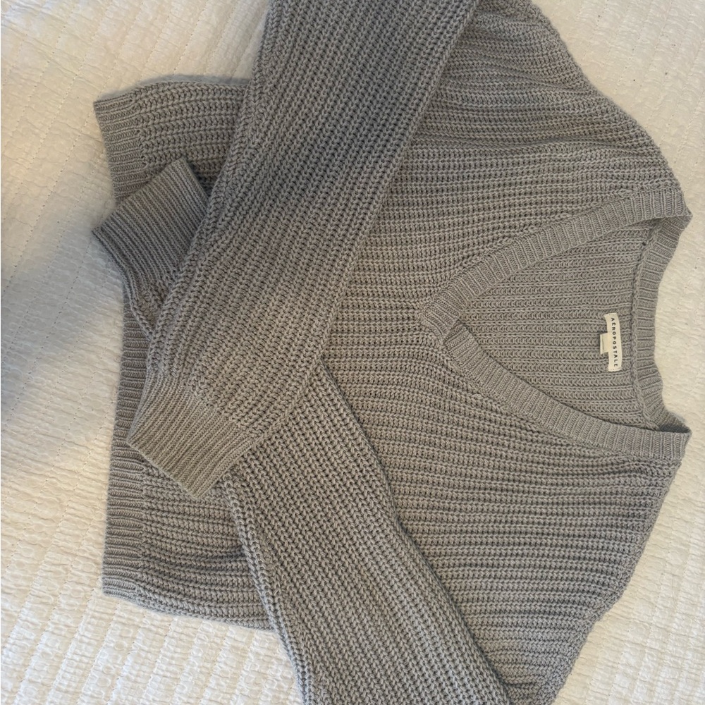 Aeropostale Gray Off-the-Shoulder Sweater